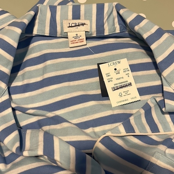 J. Crew Women’s Striped short sleeve knit pajama top AZ146 Blue & White Stripes - Picture 4 of 7